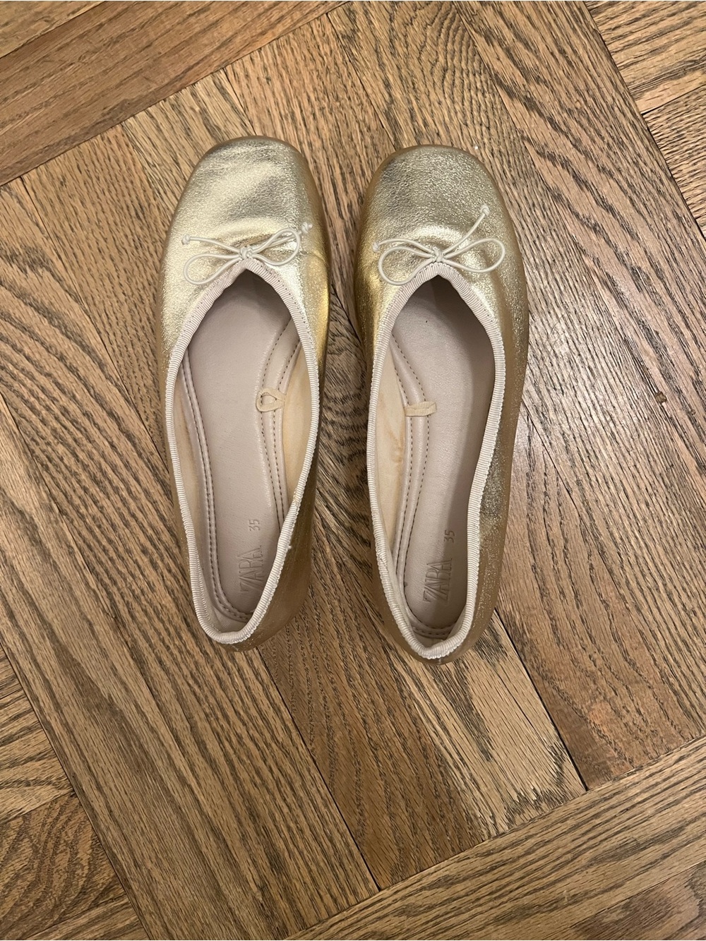 Zara Gold Ballet Flats - Size 5 (Women or Kids) worn 2x